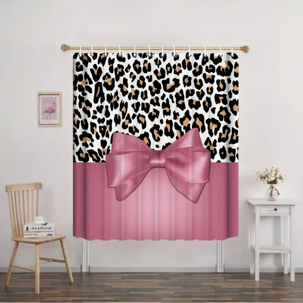 Leopard Print with Bow Shower Curtain